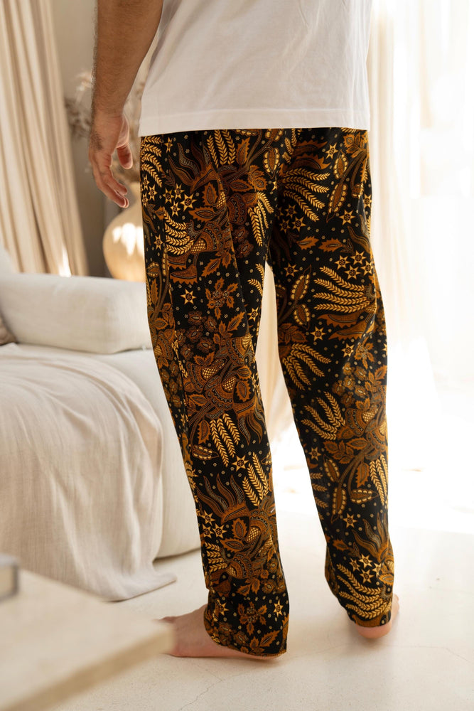Men’s Cotton Batik Trousers in Black