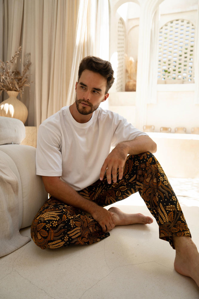 Men’s Cotton Batik Trousers in Black