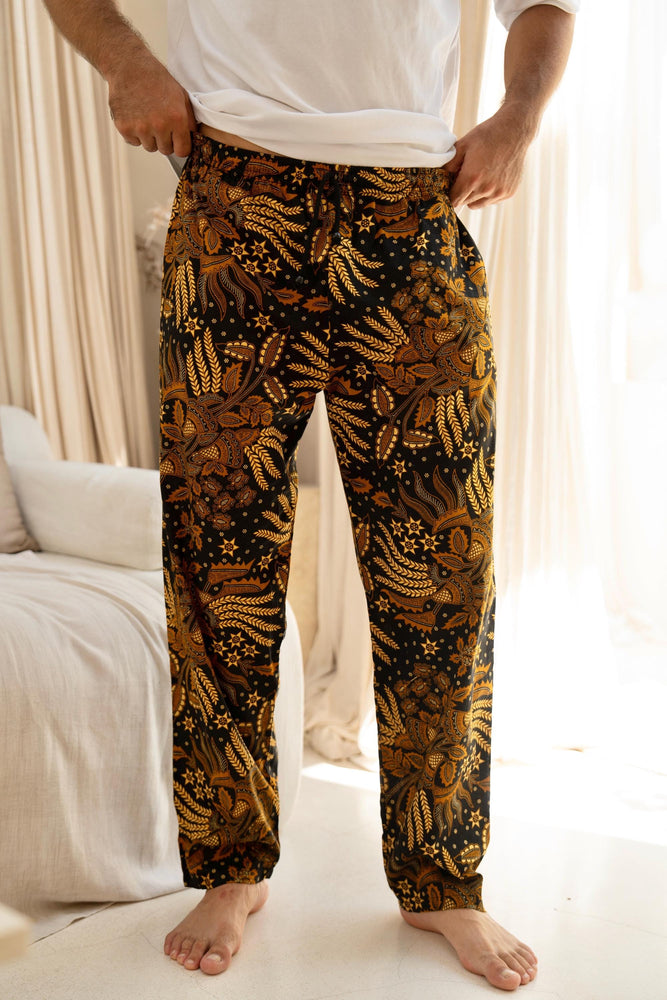 Men’s Cotton Batik Trousers in Black