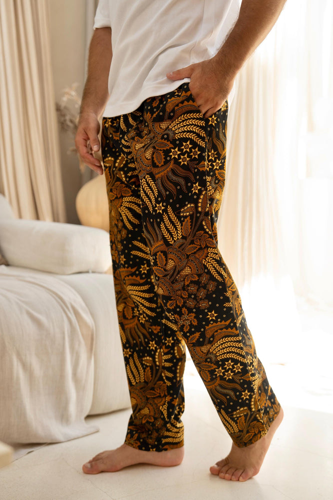 Men’s Cotton Batik Trousers in Black