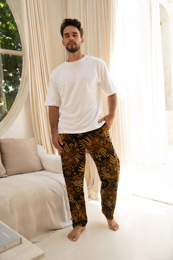 Men’s Cotton Batik Trousers in Black