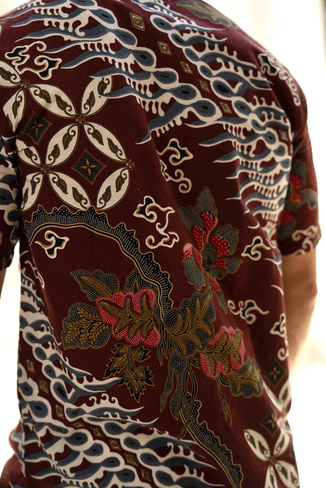 Burgundy Batik Cotton Shirt