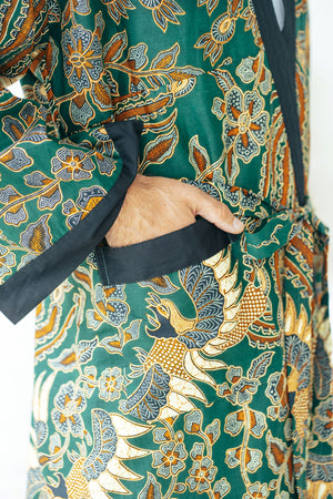 Green Men's Full Length Batik Robe