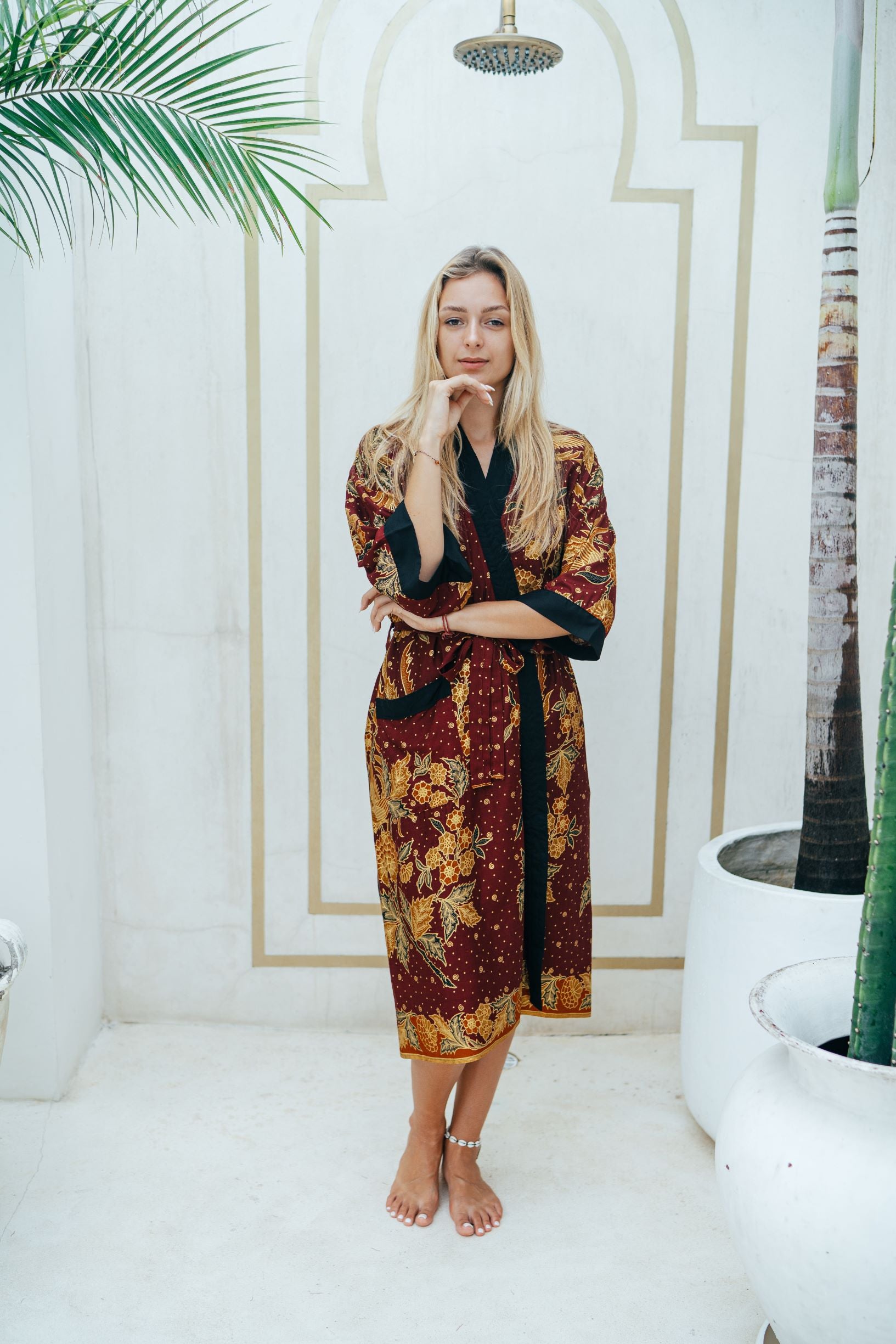 Robe For Bridesmaid | Maroon Kimono Robe | Wear The World – SUKARA